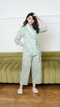 Ruffled Collar Set - Green Gray