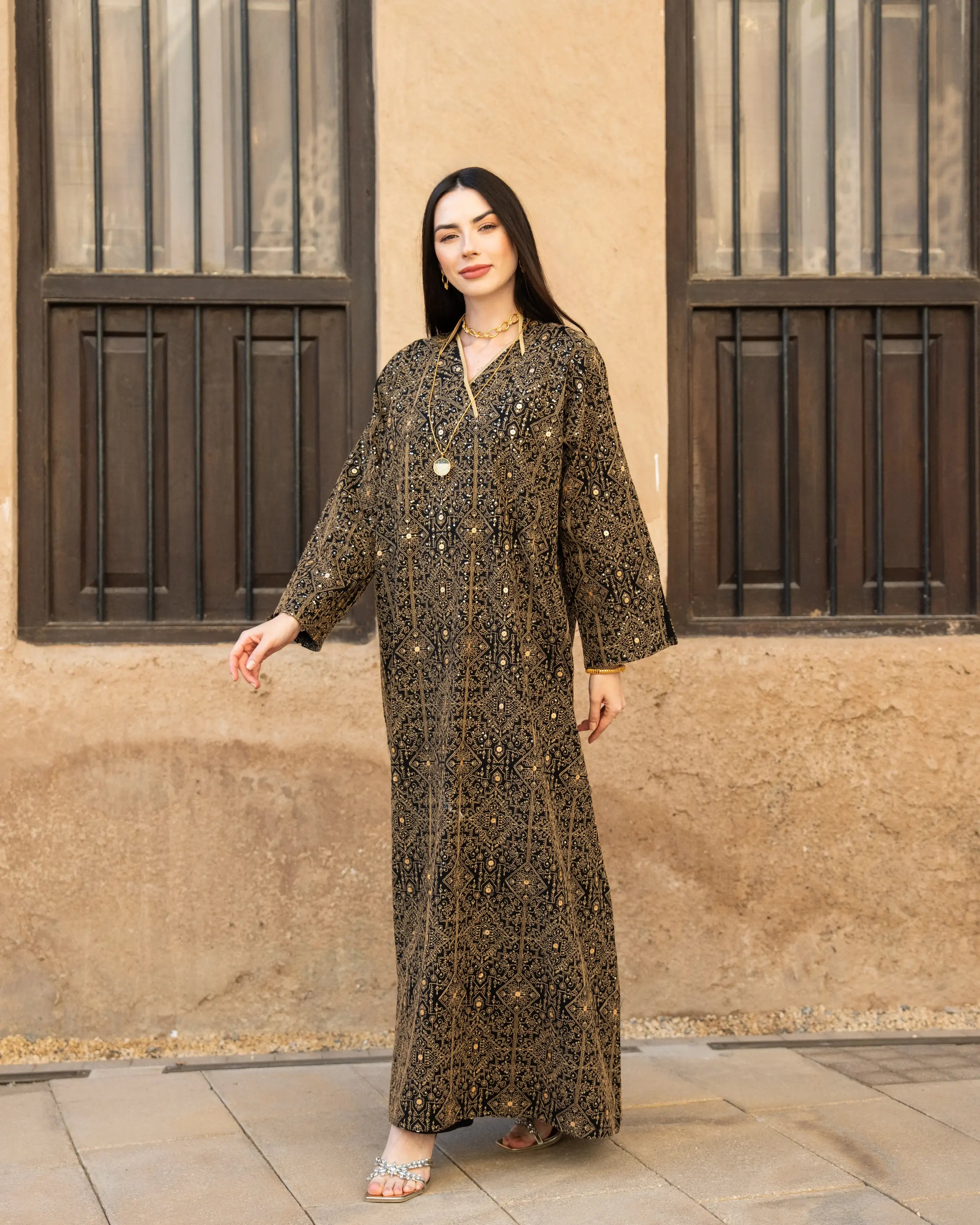 Embroider Black & Gold Dress