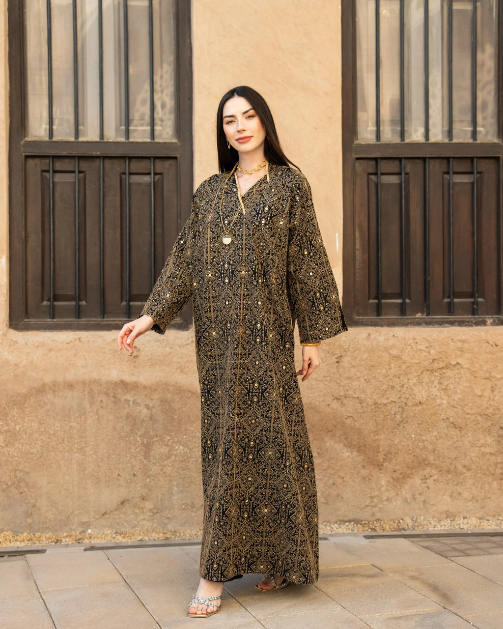 Embroider Black & Gold Dress