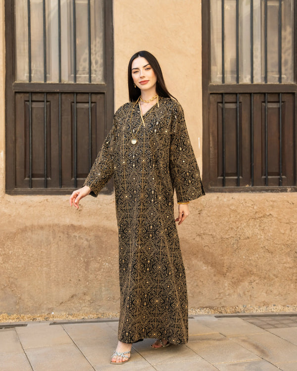 Embroider Black & Gold Dress