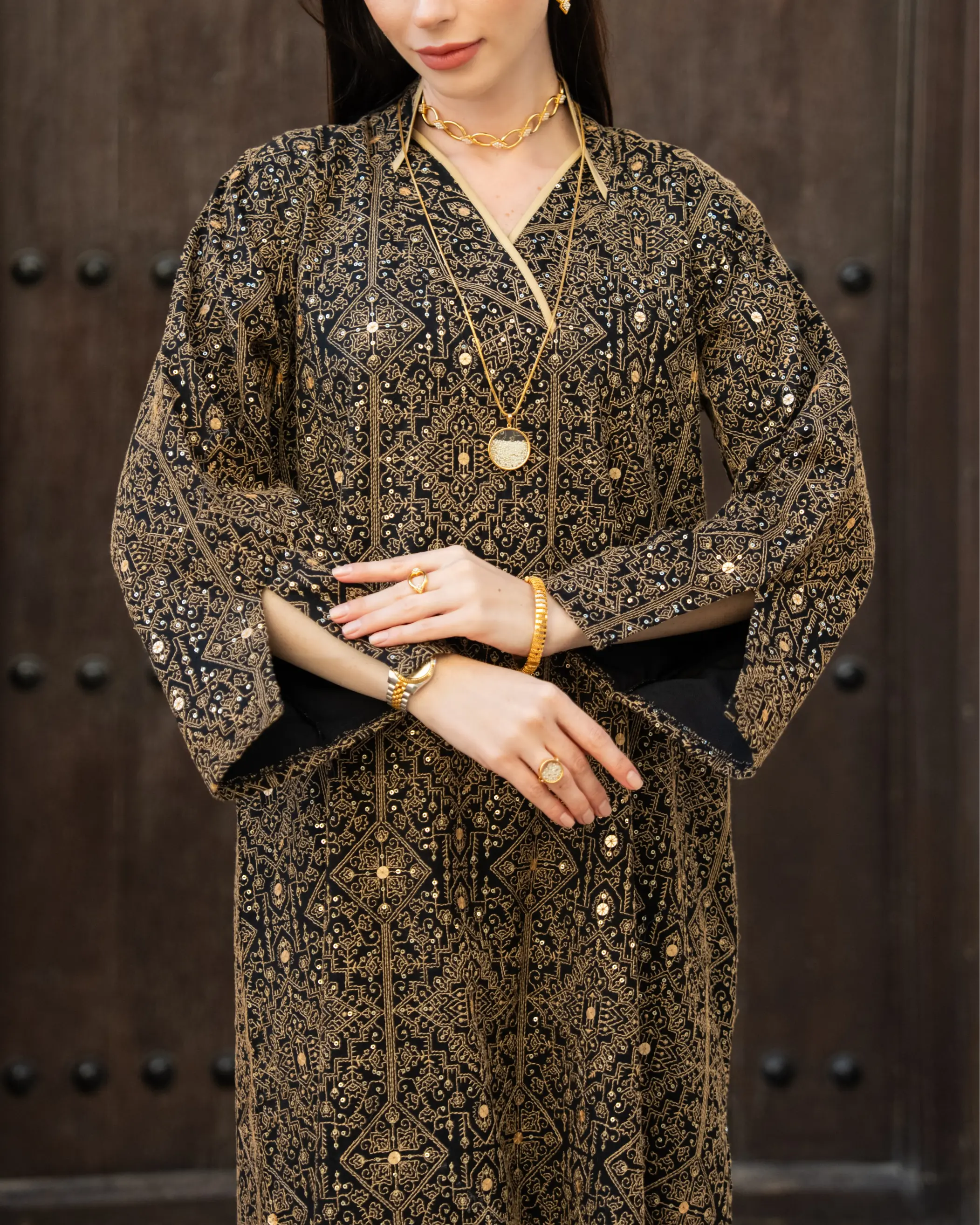 Embroider Black & Gold Dress