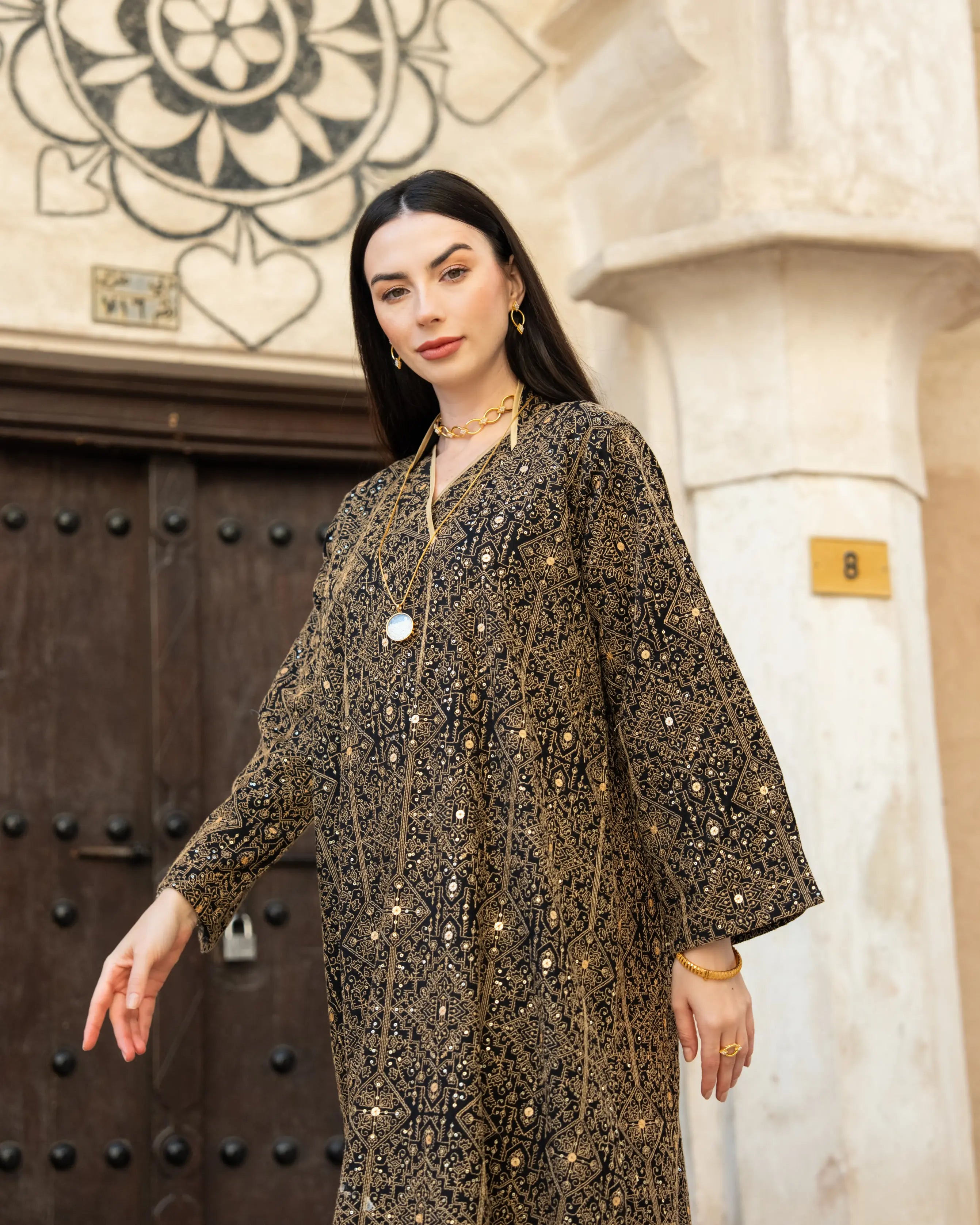 Embroider Black & Gold Dress