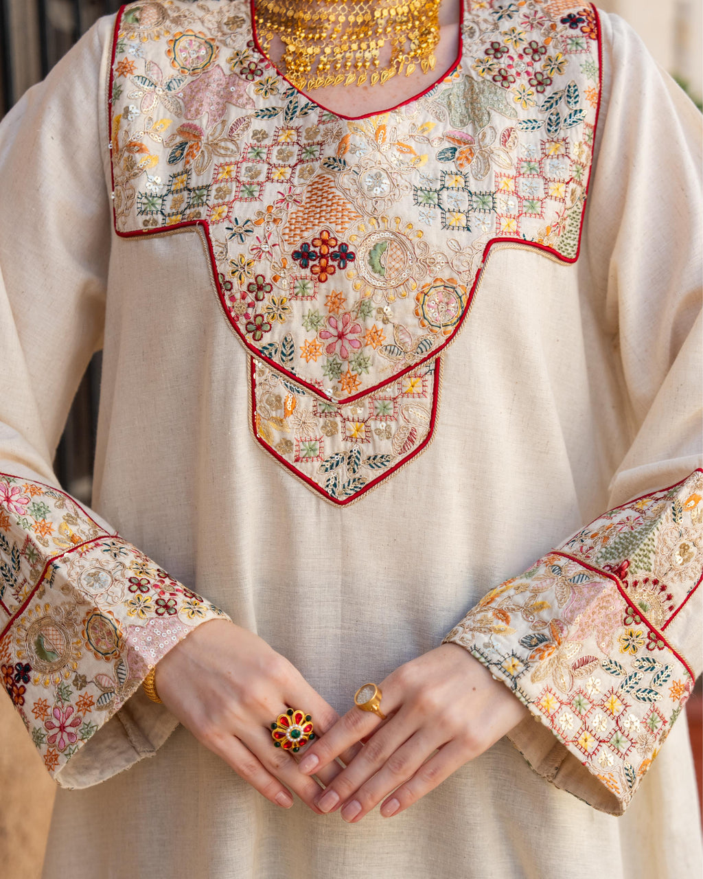 Embroidered Golden Heritage Dress