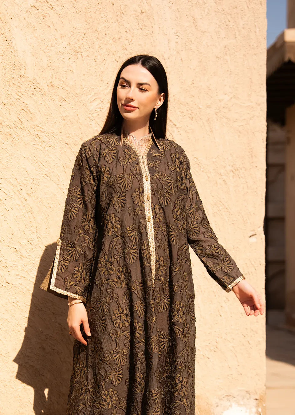 Golden Aura Signature Embroidered Crepe