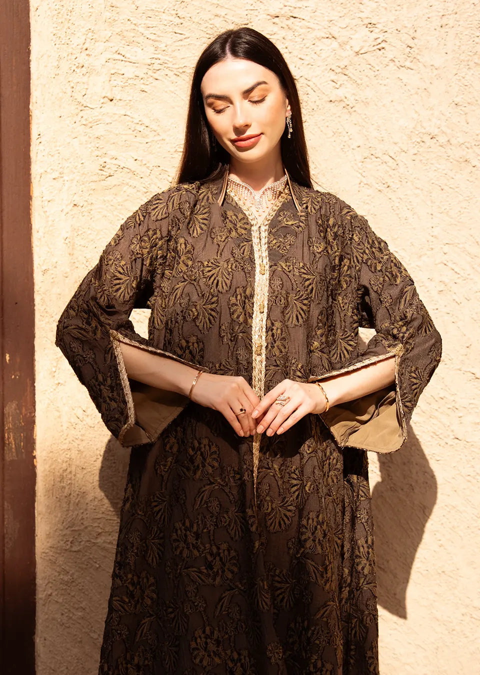 Golden Aura Signature Embroidered Crepe