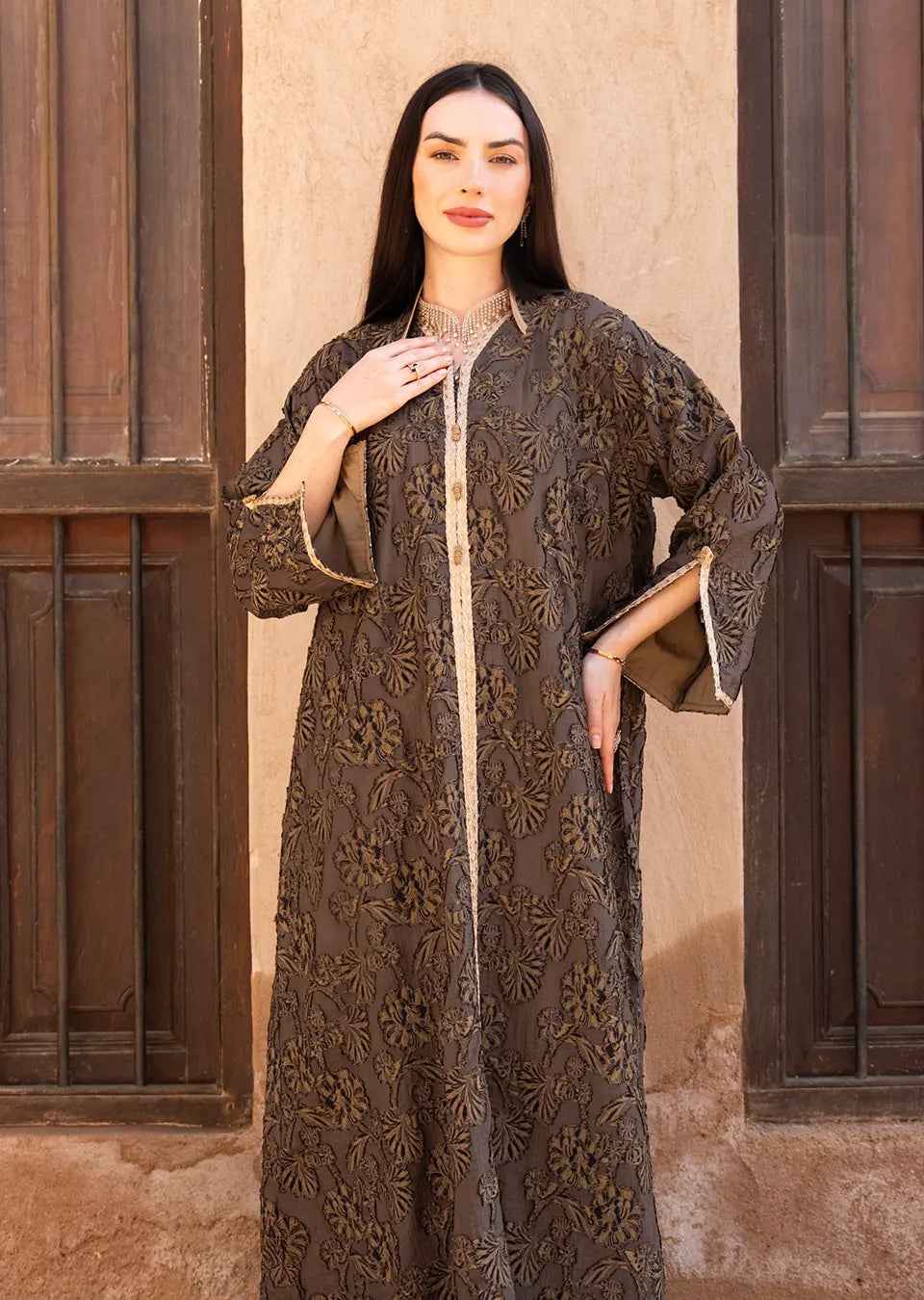 Golden Aura Signature Embroidered Crepe