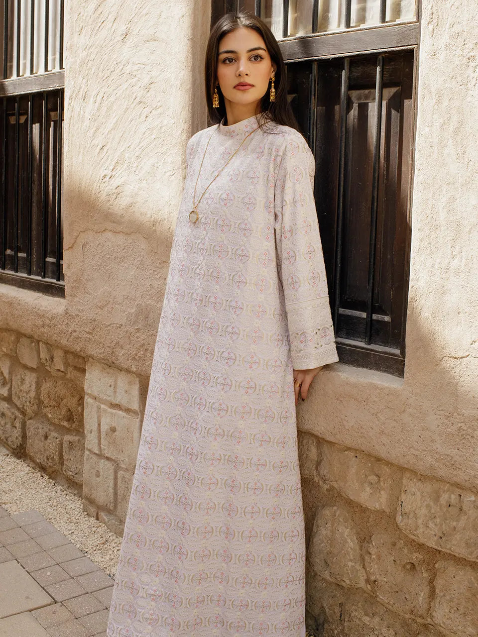 Embroider Off White Dress