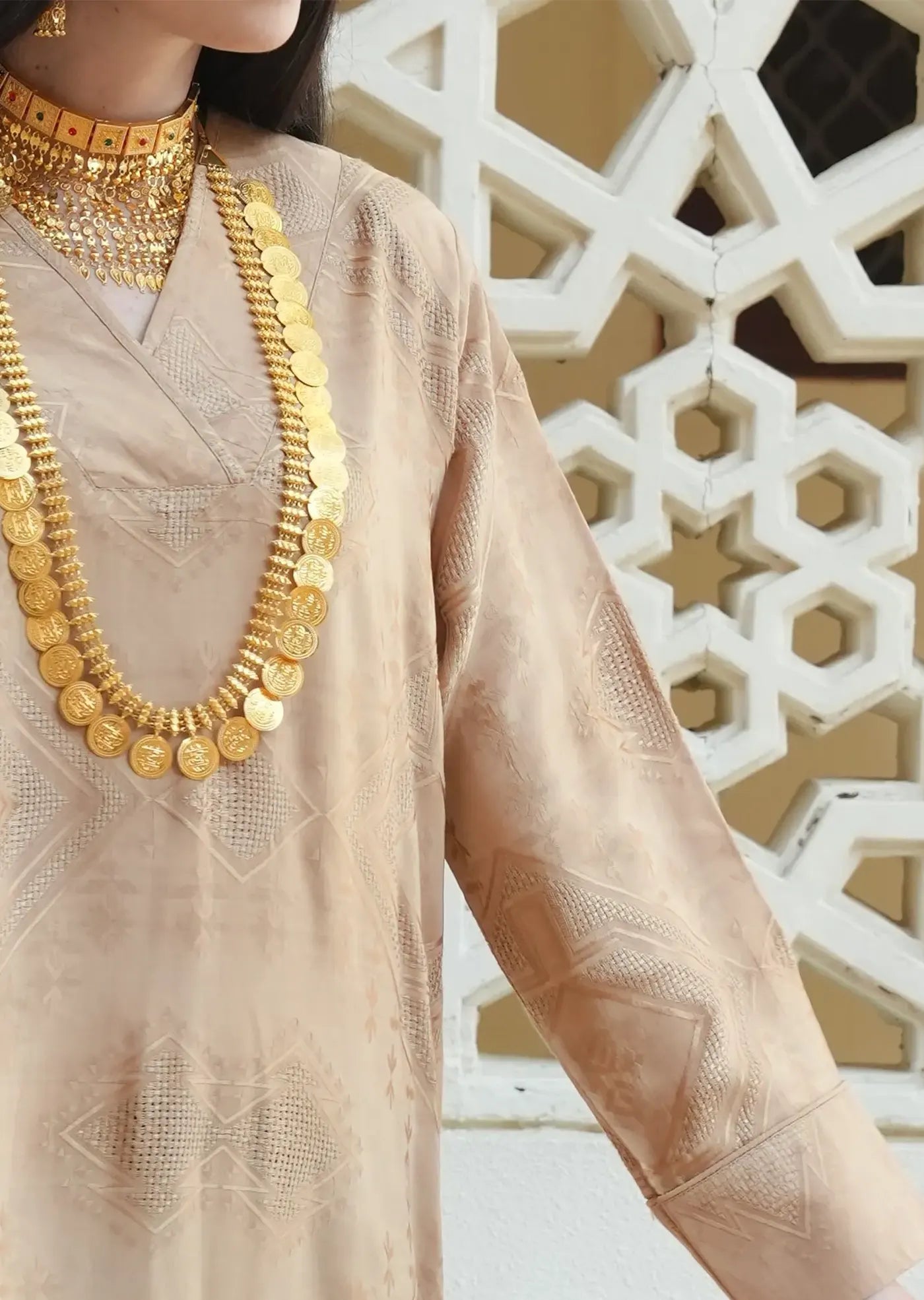 Oasis Sand Embroidered Dress