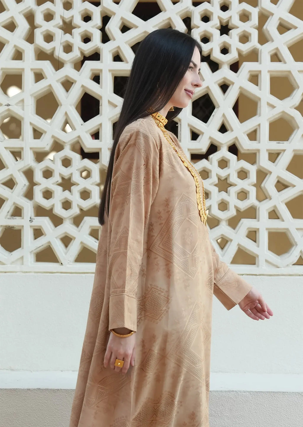 Oasis Sand Embroidered Dress
