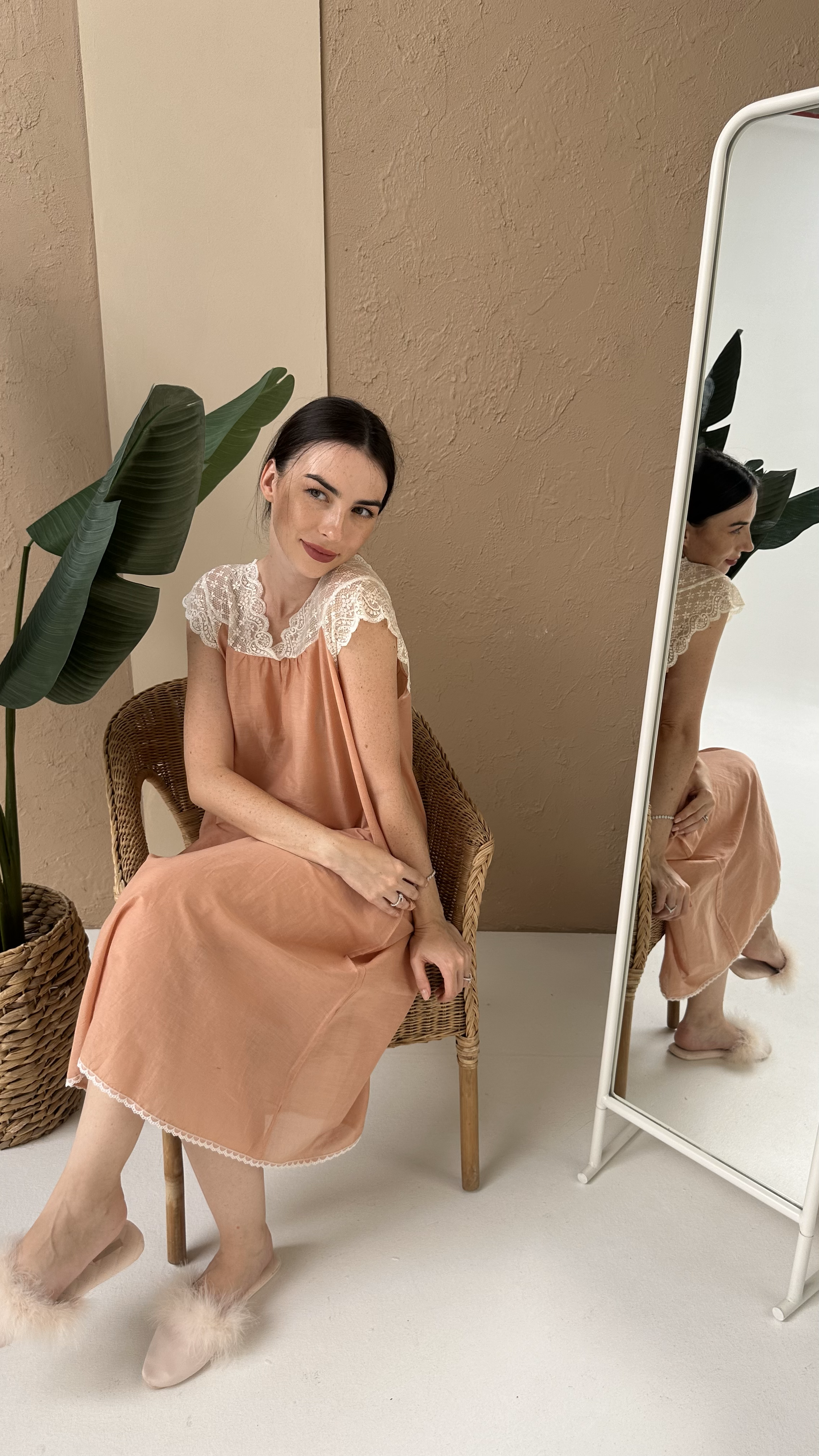 Dantelle Cotton Dress Peach