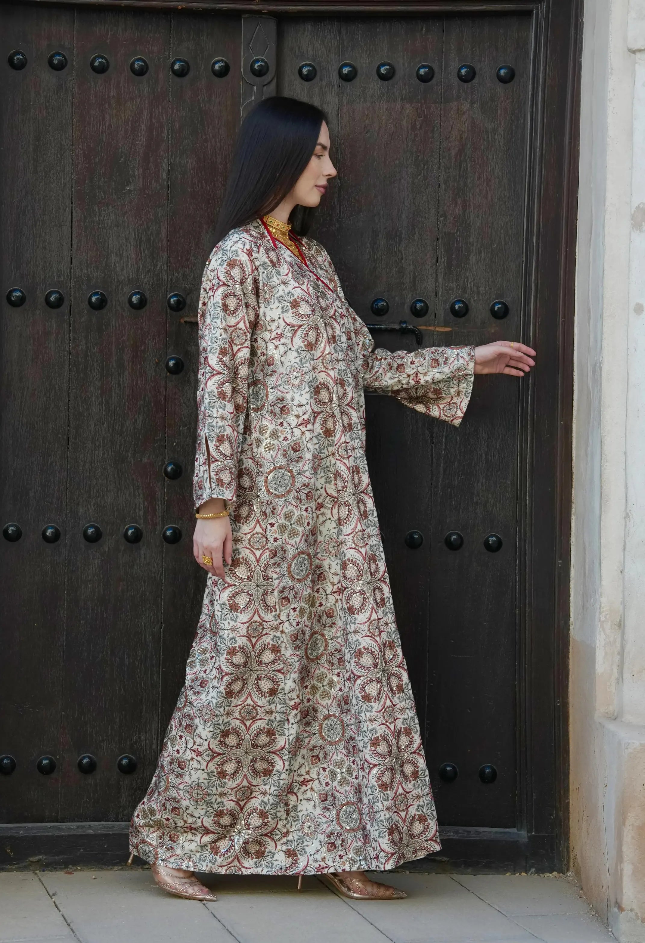 Embroider Red & Cream Dress