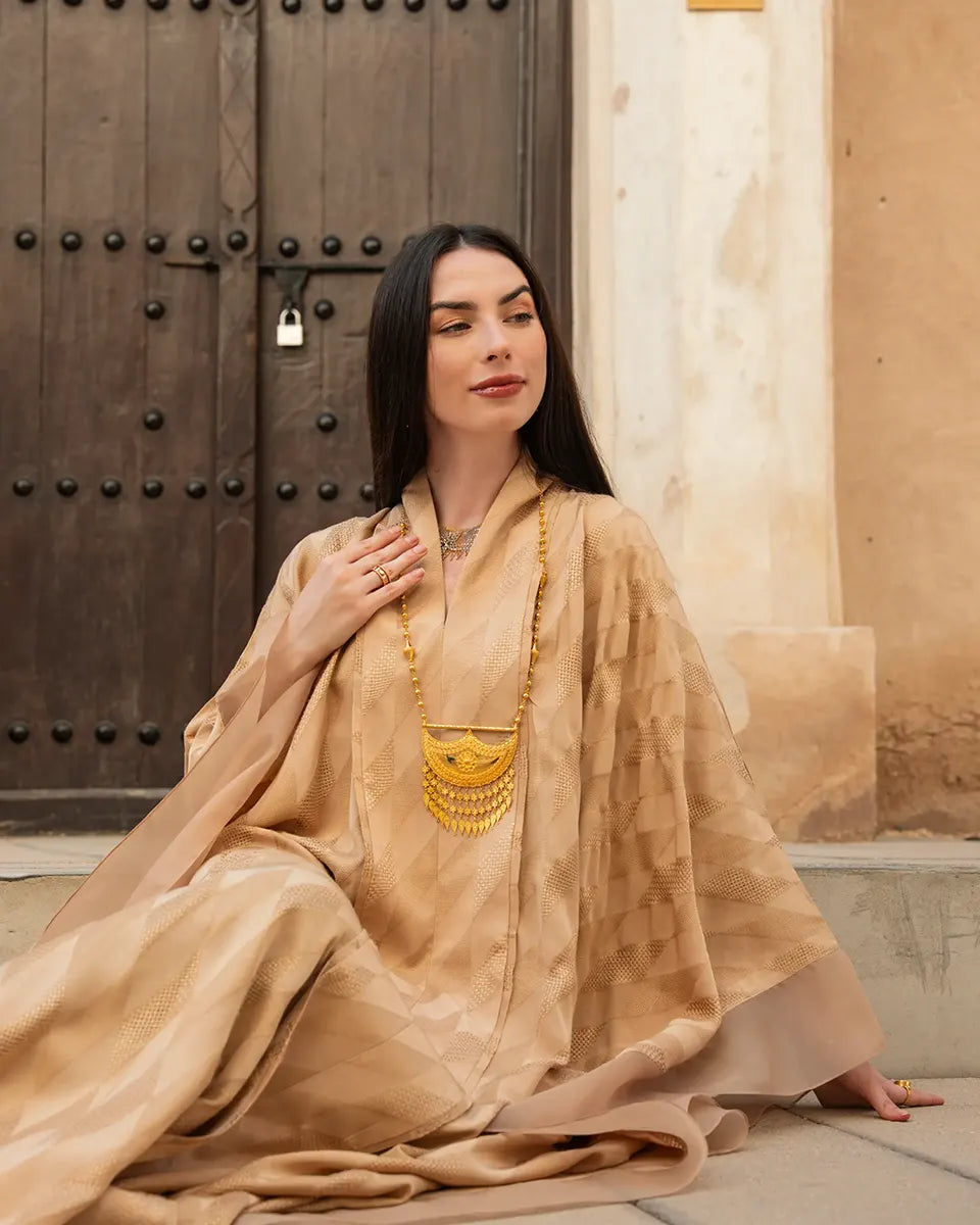 Premium Desert Glow Embroidered Dress
