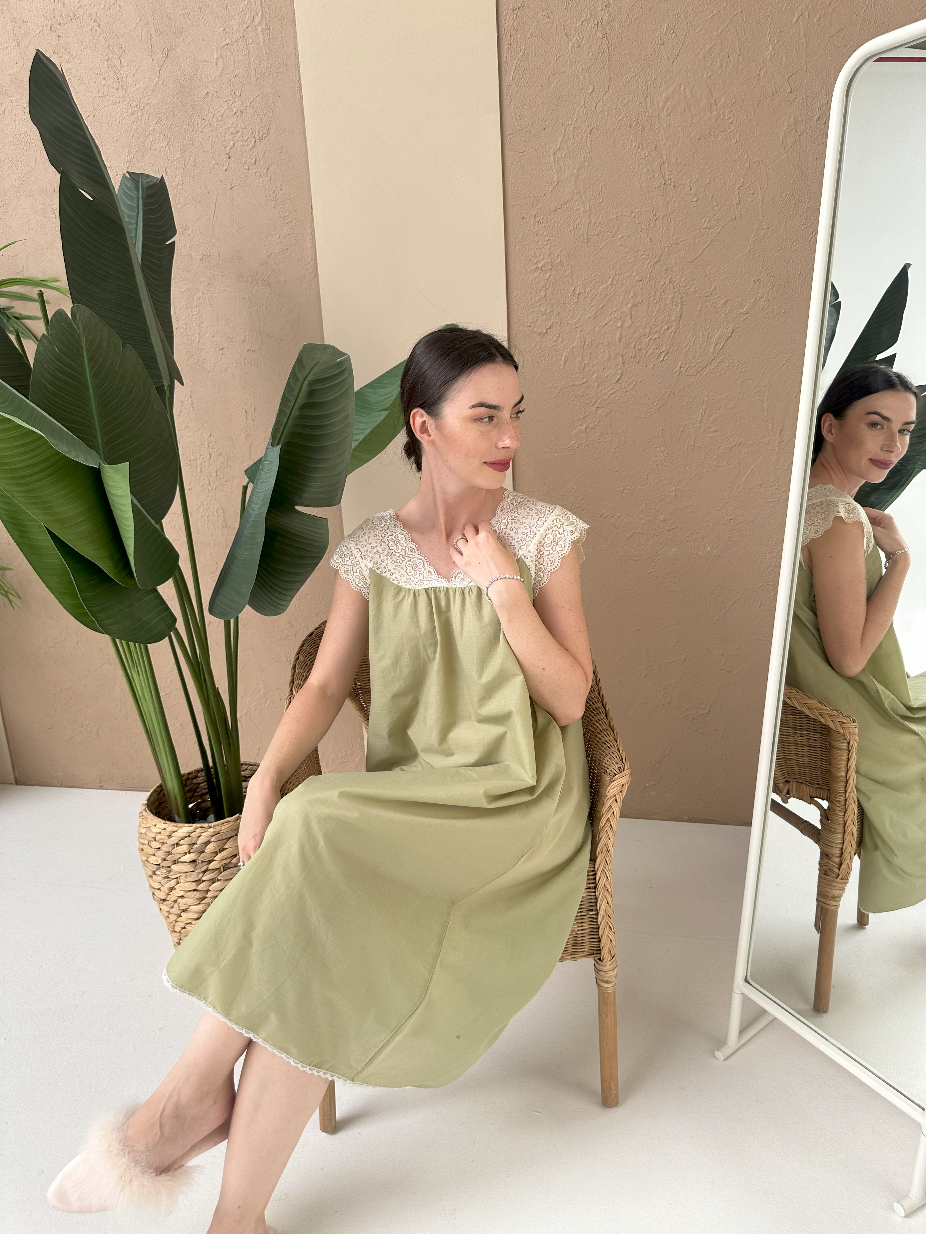 Dantelle Cotton Dress Green