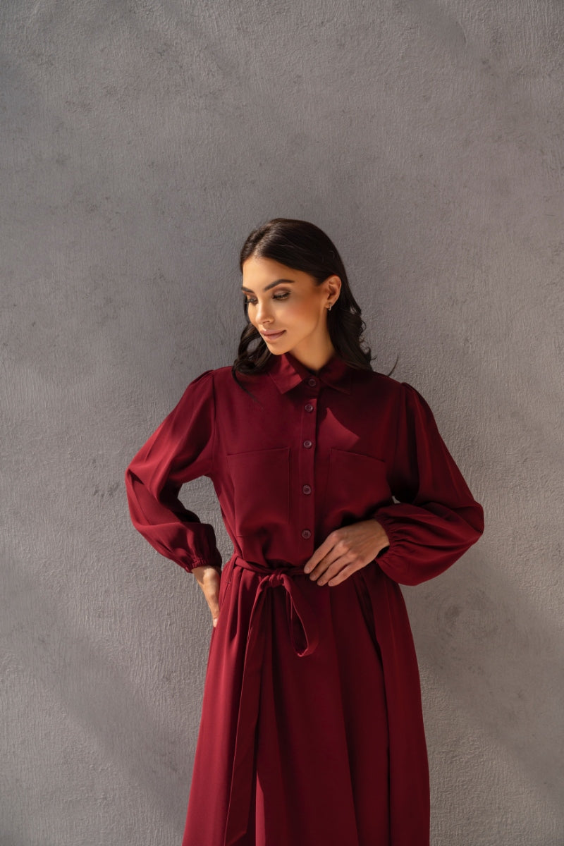 Marron Belted Dress