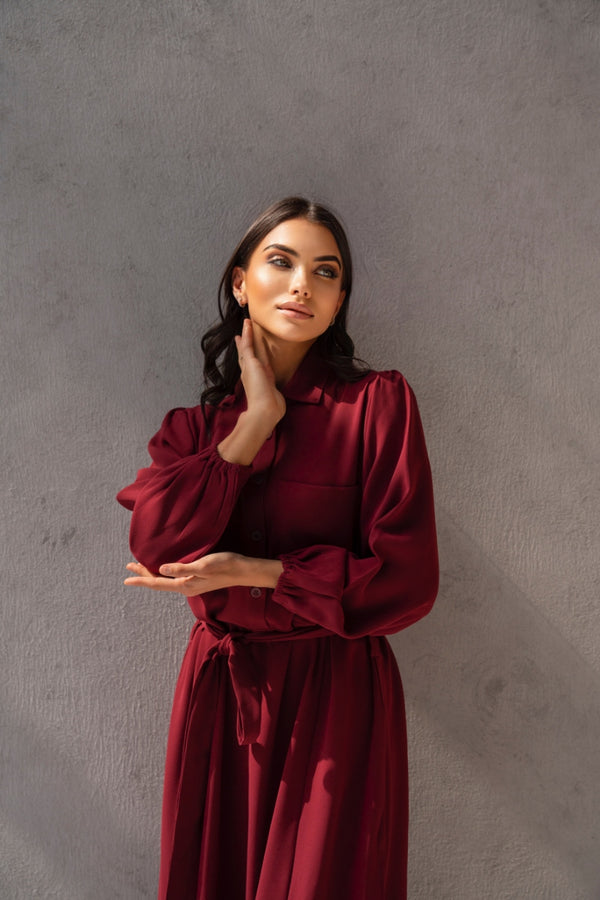 Marron Belted Dress